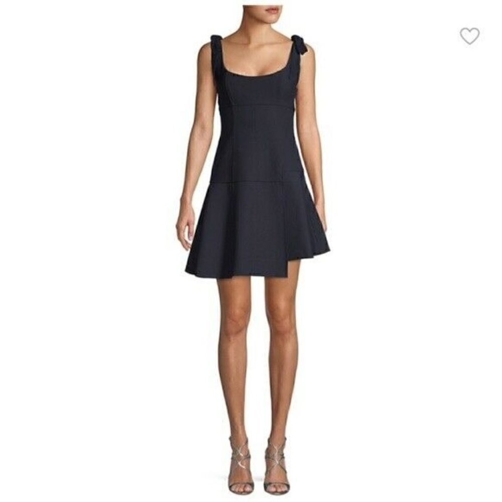 Cinq A Sept Woman's Sz 0 Dark Blue Jeanette Tied Asymmetrical Mini Dress